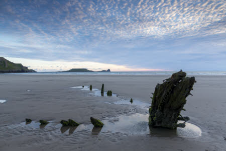 Wreck of the 'Helvetia', Rhossili Beach, Gower © National Trust